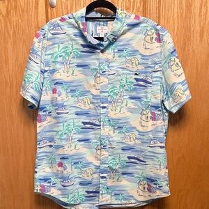 Vineyard Vines Blue Tropical Print Shirt